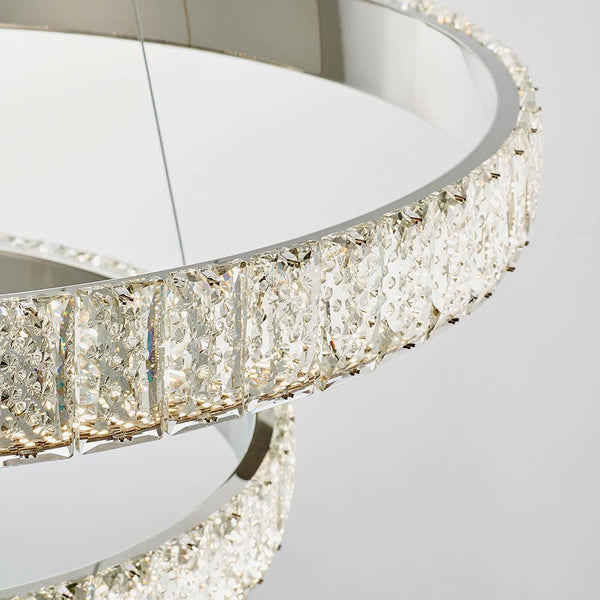 Endon Celeste 2 Light Chrome & Clear Crystal Pendant-Ceiling Pendant Lights-Endon Lighting hallway lighting photo Tiffany Lighting Direct