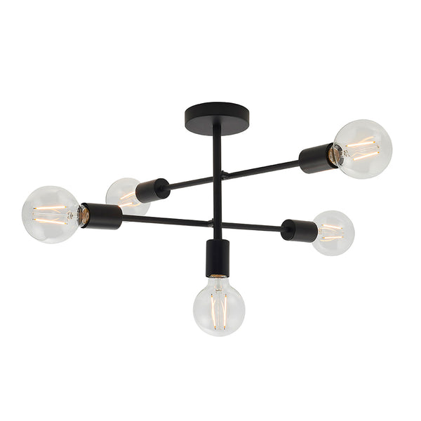 Endon Studio 5 Light Semi Flush Ceiling Light in matt black