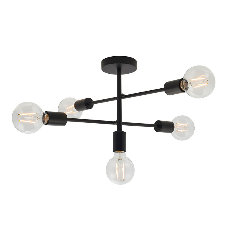 Endon Studio 5 Light Semi Flush Ceiling Light in matt black