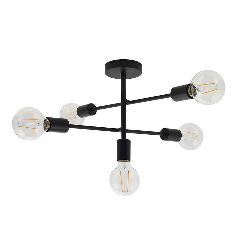 Close-up of the Studio 5 Light Semi Flush Ceiling Light ceiling plate and fittings