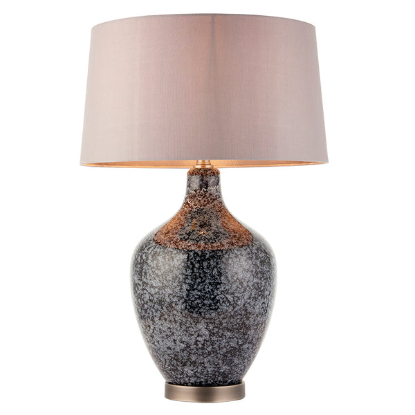 Endon Ilsa Glass Table Lamp in black glass and mink on a white background