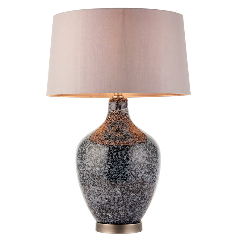 Endon Ilsa Glass Table Lamp in black glass and mink on a white background