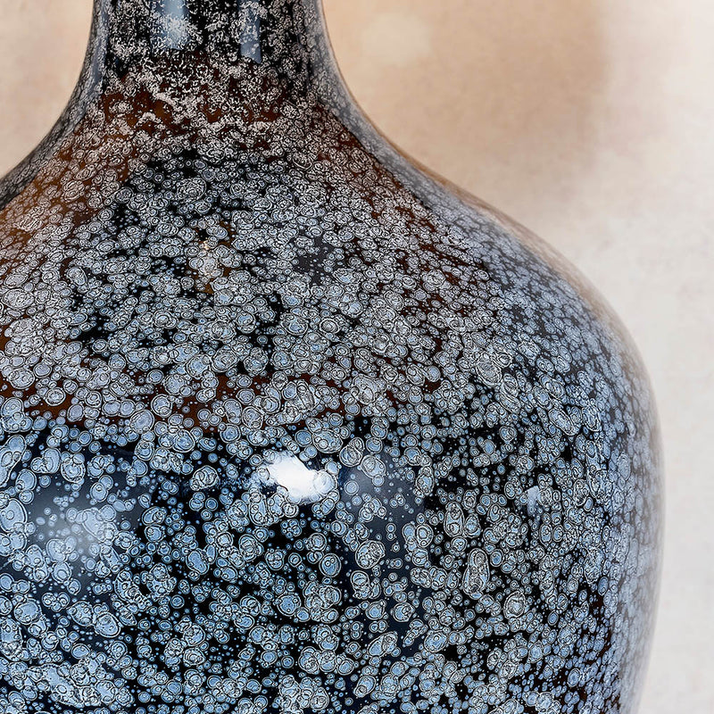 Detail of the black glass and mink finish on the Ilsa Glass Table Lamp