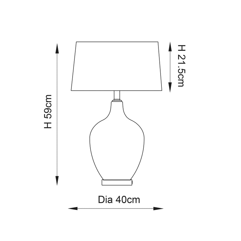 Ilsa Glass Table Lamp dimension drawing showing height and width