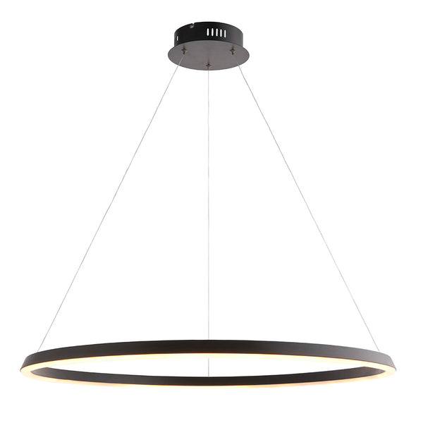 Endon Staten LED Hoop Pendant in matt black with white silicone