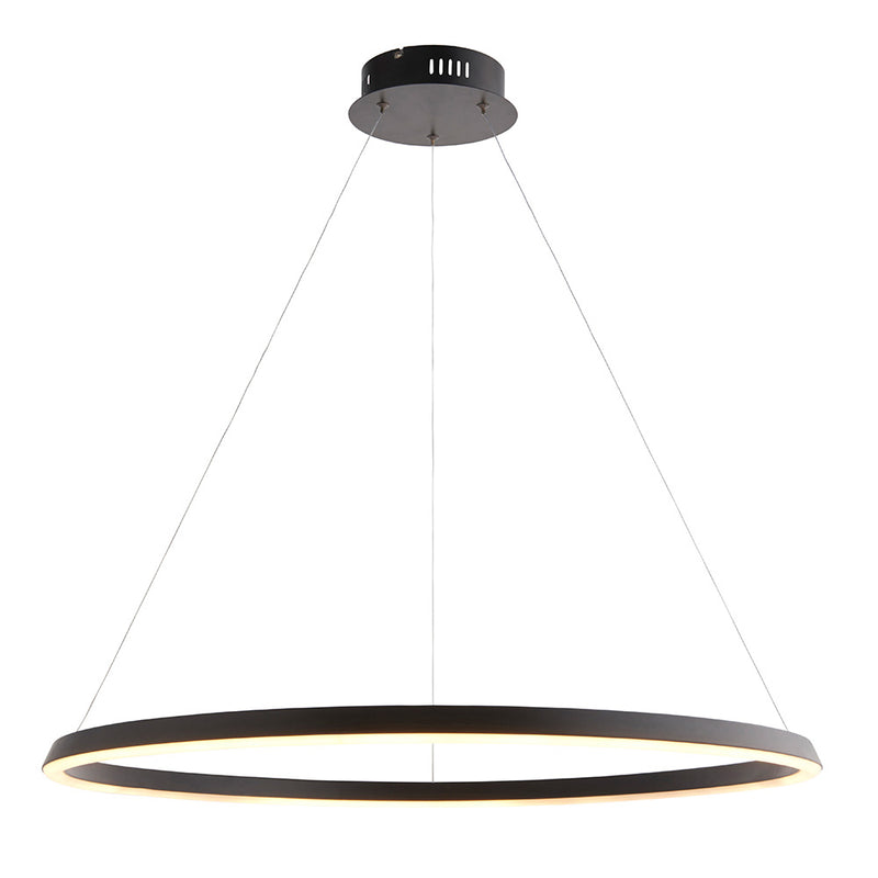 Endon Staten LED Hoop Pendant in matt black with white silicone