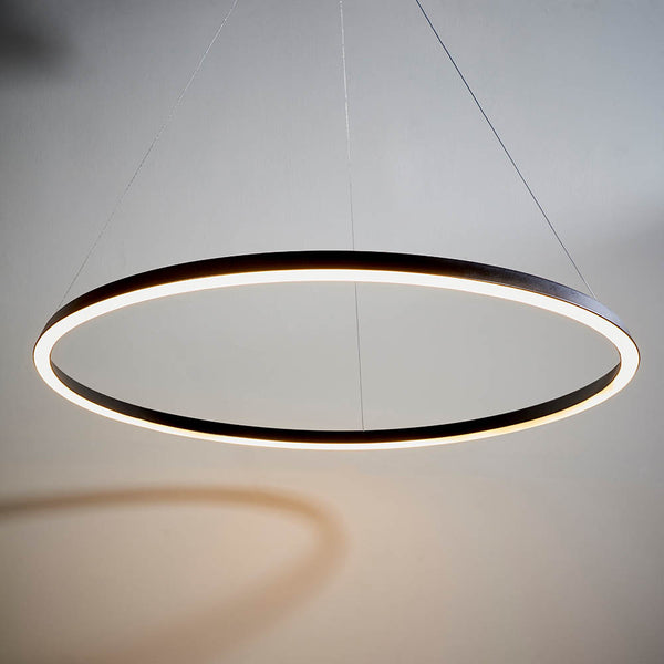 Staten LED Hoop Pendant in matt black shown in a room setting