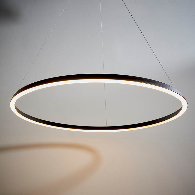 Staten LED Hoop Pendant in matt black shown in a room setting