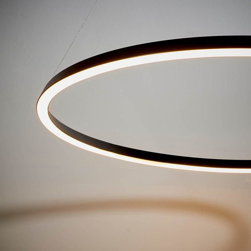 Detail of the matt black finish on the Staten LED Hoop Pendant