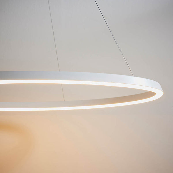 Close-up of the metalwork on the Staten LED Hoop Pendant