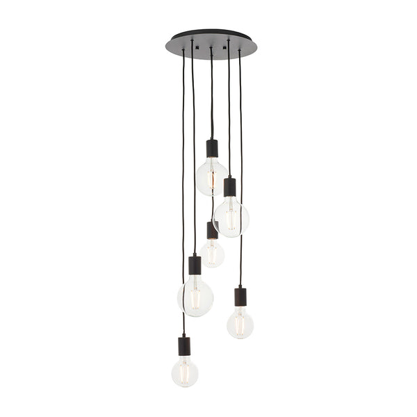 Endon Studio 6 Light Cluster Pendant in matt black