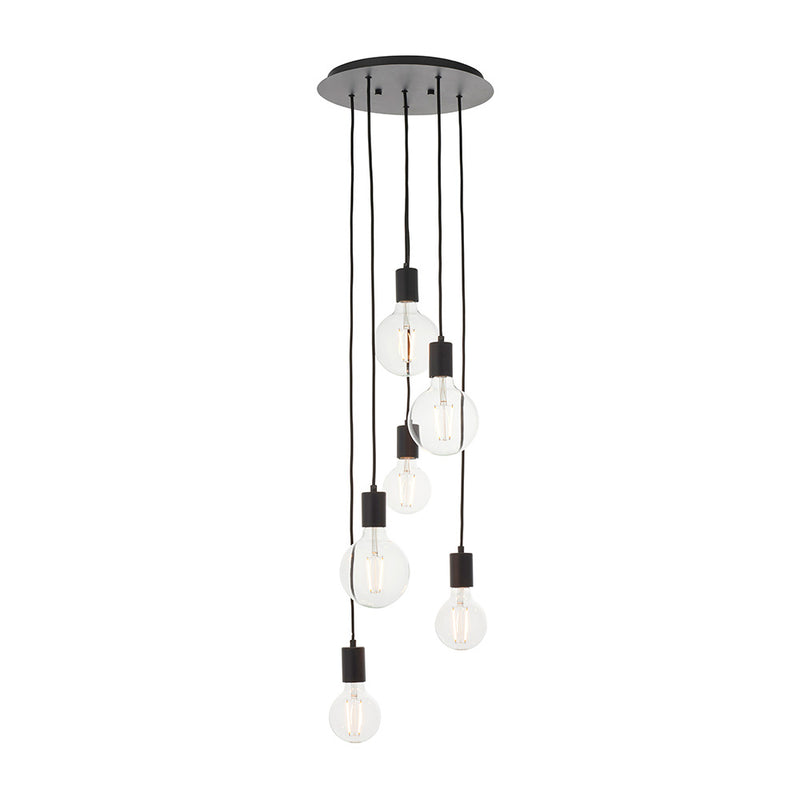 Endon Studio 6 Light Cluster Pendant in matt black