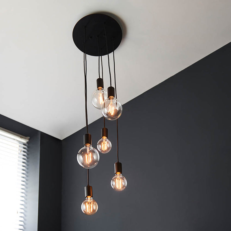Detail of the matt black finish on the Studio 6 Light Cluster Pendant