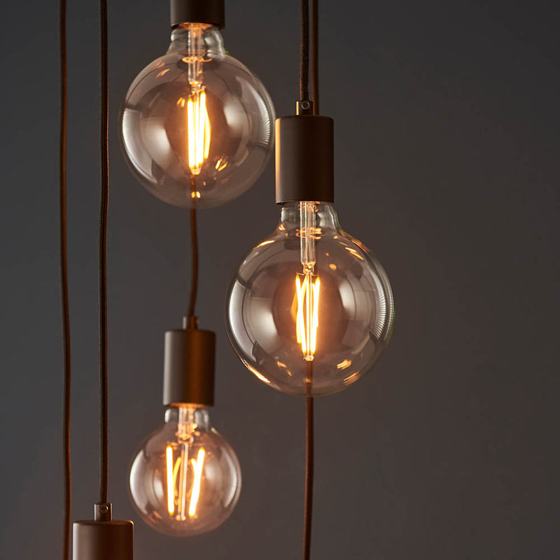 Studio 6 Light Cluster Pendant detail showing the metalwork and fittings