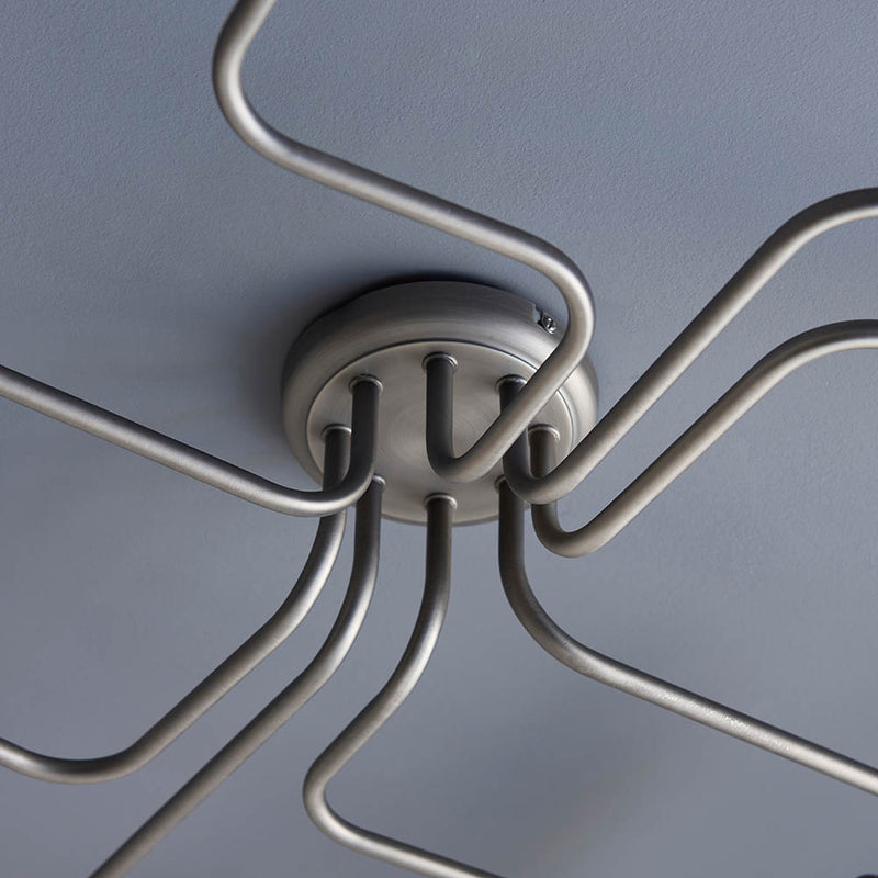 Close-up of the Hal 8 Light Semi Flush Ceiling Light ceiling plate and fittings