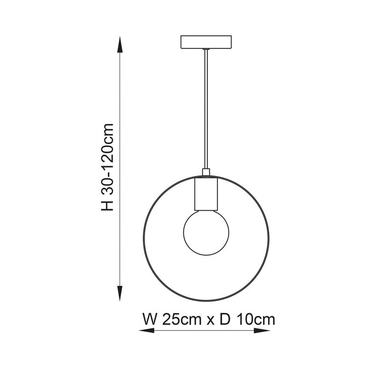 Hoop Pendant Ceiling Light Brushed Brass - Comet Lighting