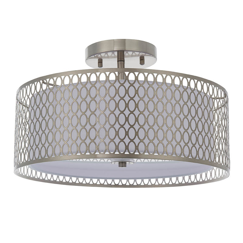 Cordero 3 Light Flush Ceiling Light detail showing the fretwork and fittings