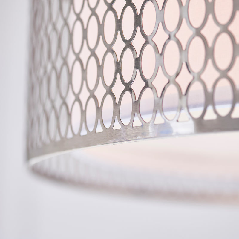 Close-up of the Cordero 3 Light Pendant ceiling plate and fittings