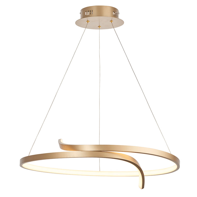 Endon Rafe LED Hoop Pendant in brushed gold with white silicone