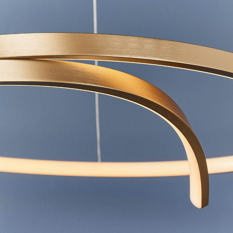 Detail of the brushed gold finish on the Rafe LED Hoop Pendant