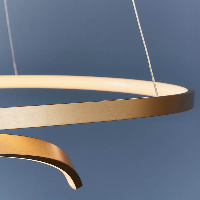 Close-up of the Rafe LED Hoop Pendant ceiling plate and fittings