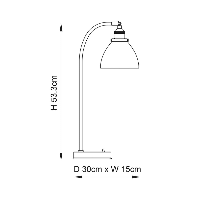 Hansen Task Table Lamp dimension drawing showing height and width