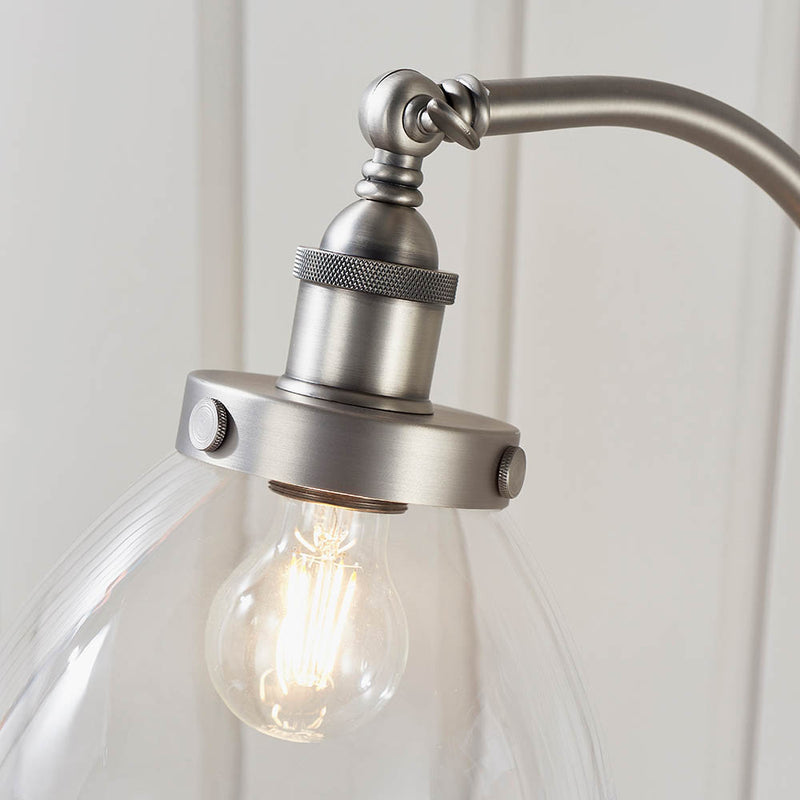 Detail of the aged pewter finish on the Hansen Floor Lamp