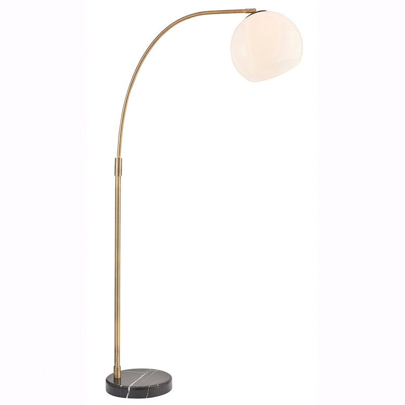 Endon Otto Floor Lamp in antique brass and black marble on a white background