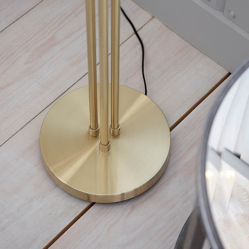Detail of the satin brass finish on the Dimple 3 Light Floor Lamp