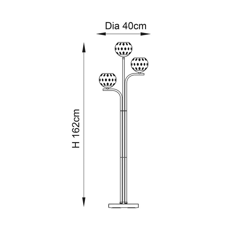 Dimple 3 Light Floor Lamp dimension drawing showing height and width
