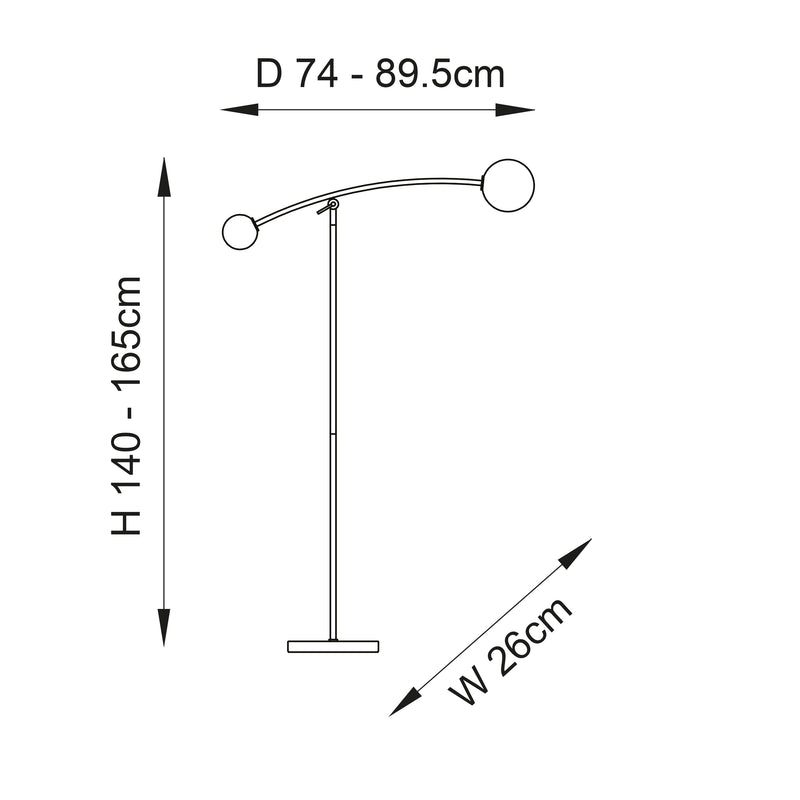 Balance 2 Light Floor Lamp dimension drawing showing height and width