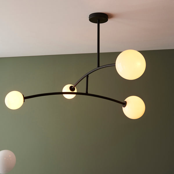 Close-up of the metalwork on the Balance 4 Light Semi Flush Ceiling Light