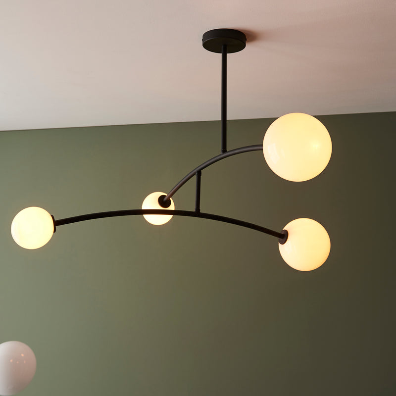 Close-up of the metalwork on the Balance 4 Light Semi Flush Ceiling Light