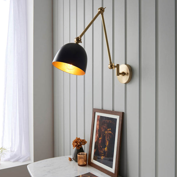 Interiors 1900 Lehal Swing Arm Wall Light Antique Brass
