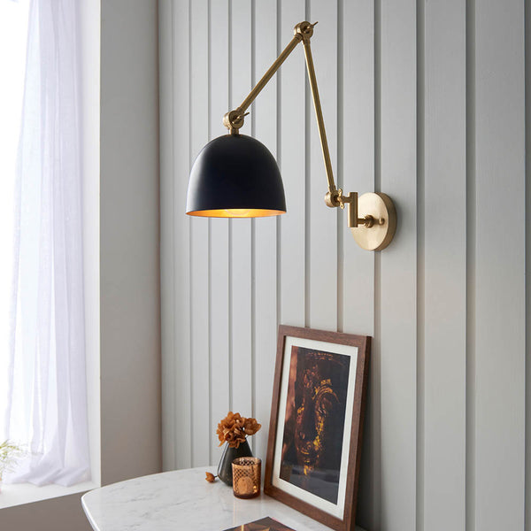 Interiors 1900 Lehal Swing Arm Wall Light Antique Brass