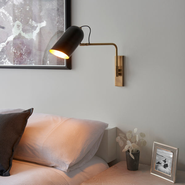 Interiors 1900 Navren Swing Arm Wall Light Antique Brass