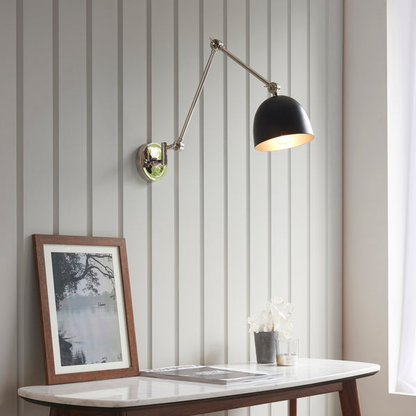 Interiors 1900 Lehal Swing Arm Wall Light Polished Nickel