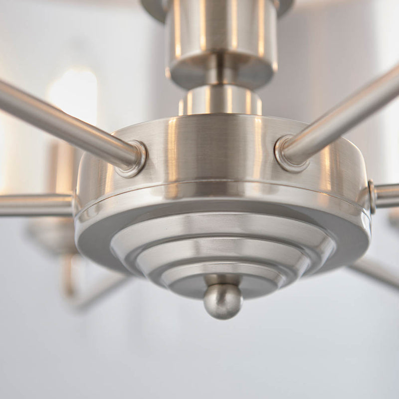 Highclere 6 Light Drum Pendant detail showing the natural linen and fittings