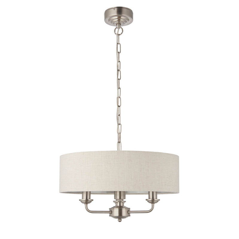Highclere 3 Light Drum Pendant dimension drawing showing width and drop