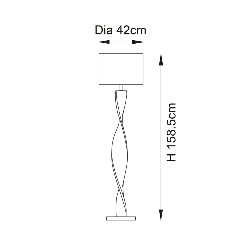 Abia Floor Lamp dimension drawing showing height and width