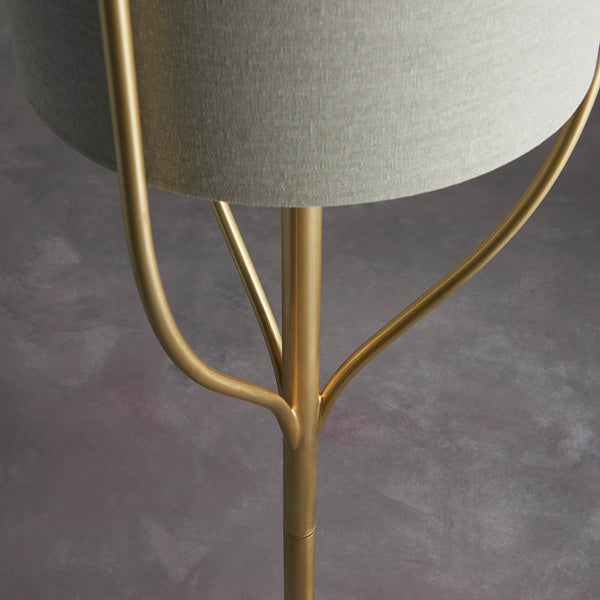 Detail of the satin brass finish on the Fraser Floor Lamp