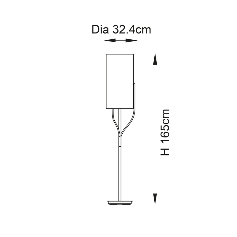 Fraser Floor Lamp dimension drawing showing height and width