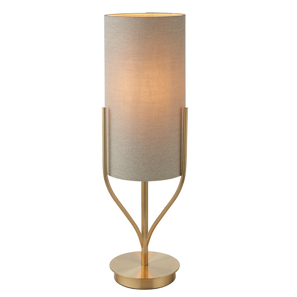 Endon Fraser Table Lamp in satin brass on a white background