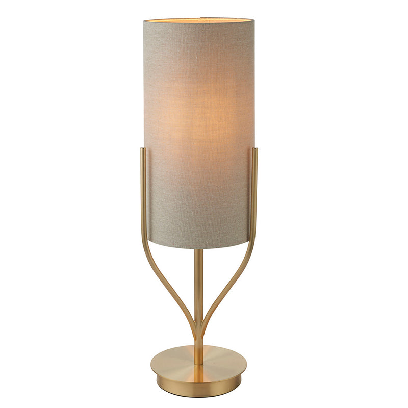 Endon Fraser Table Lamp in satin brass on a white background