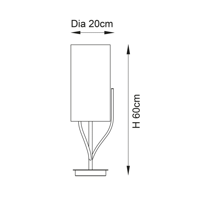 Fraser Table Lamp dimension drawing showing height and width