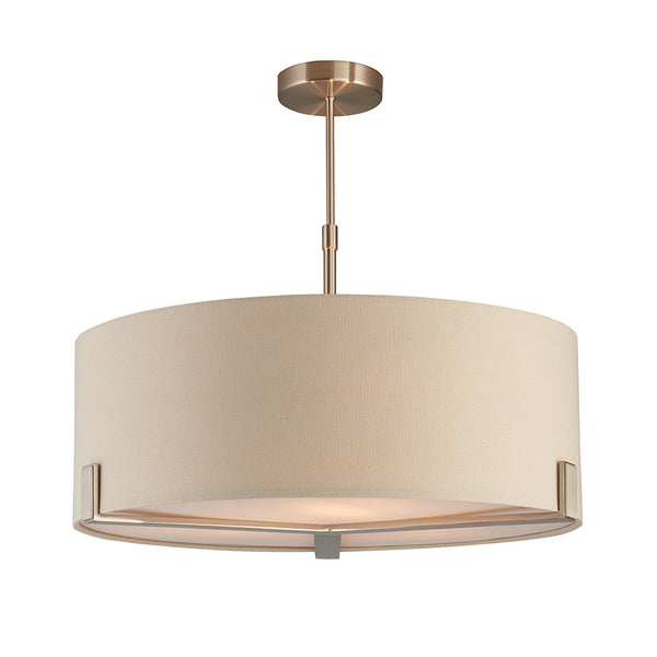 Endon Hayfield 3 Light Drum Pendant in satin nickel and grey