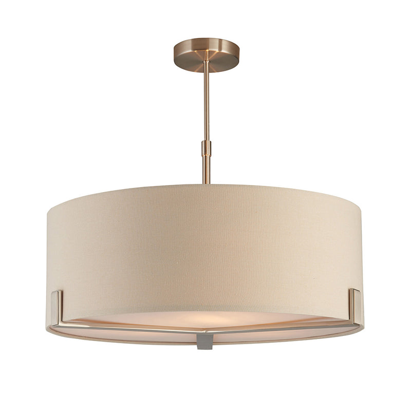 Endon Hayfield 3 Light Drum Pendant in satin nickel and grey