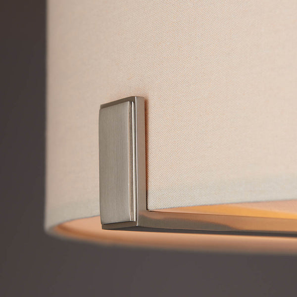 Close-up of the metalwork on the Hayfield 3 Light Drum Pendant