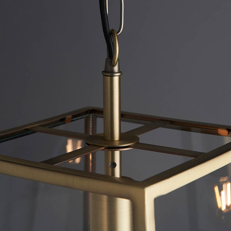 Close-up of the clear glass on the Hurst Lantern Pendant