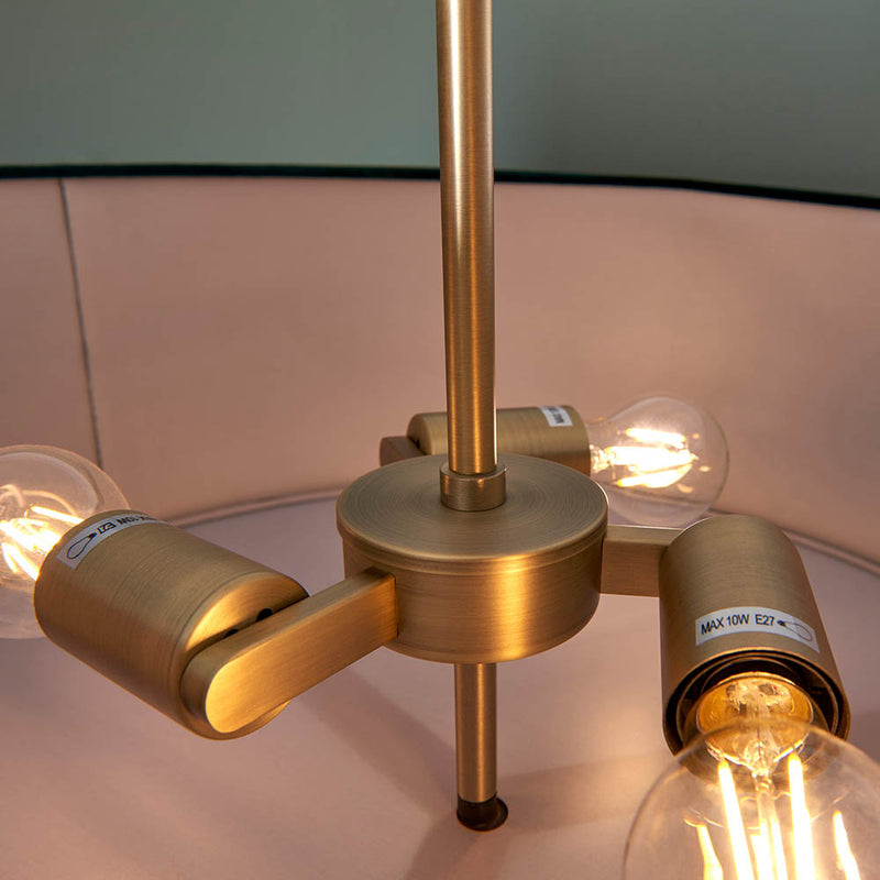 Hayfield 3 Light Drum Pendant detail showing the metalwork and fittings